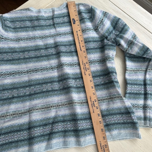 LLBean Vintage Womens Wool Fair Isle Sweater Pullover Blue Green Size Large - Picture 7 of 10